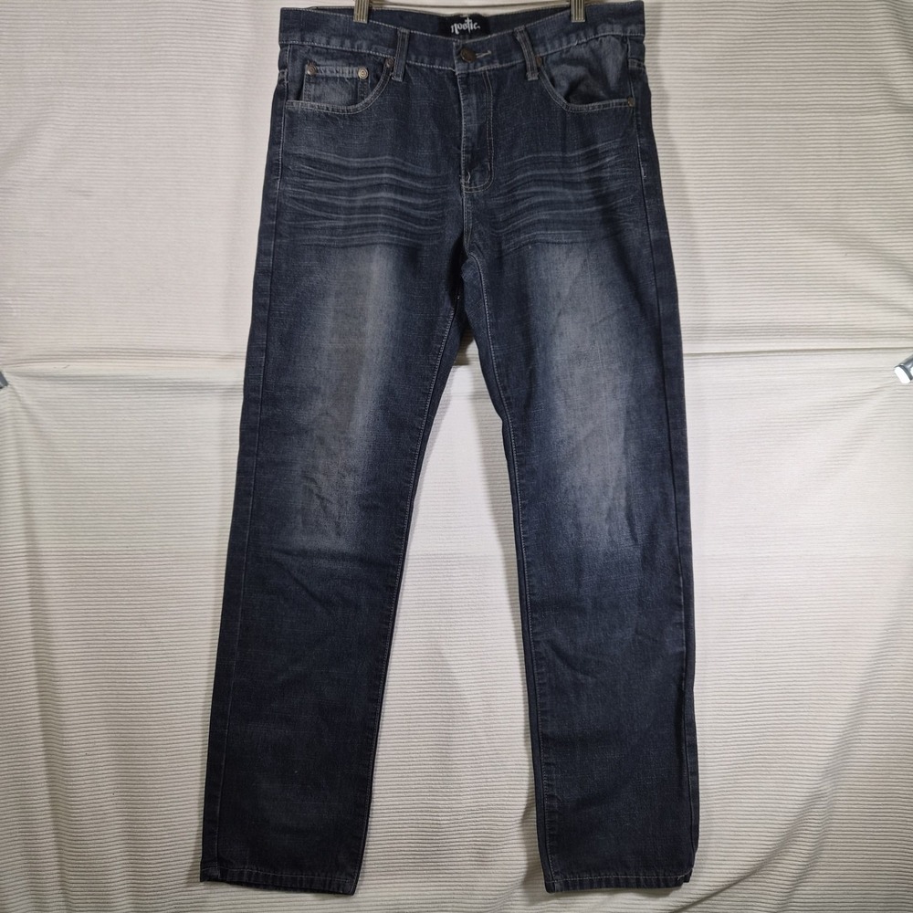 Y2k Nostic Mens 36x34 Straight Leg Blue Jeans Medium Wash‎ Denim Baggy